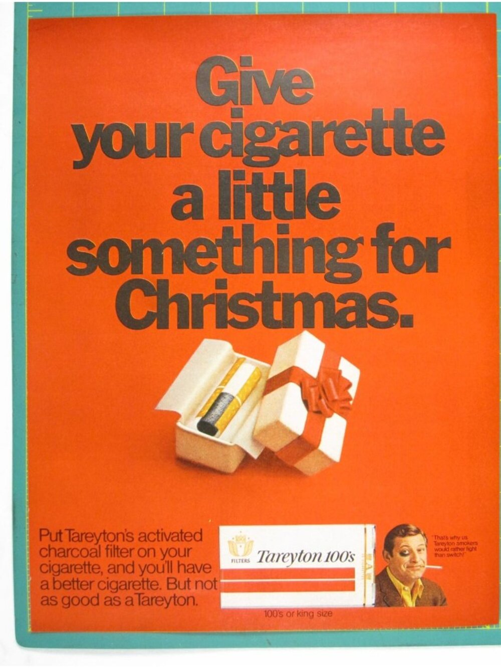 Print Ad Give Your Cigarette A Little Something Christmas Tareyton 100s Vintage